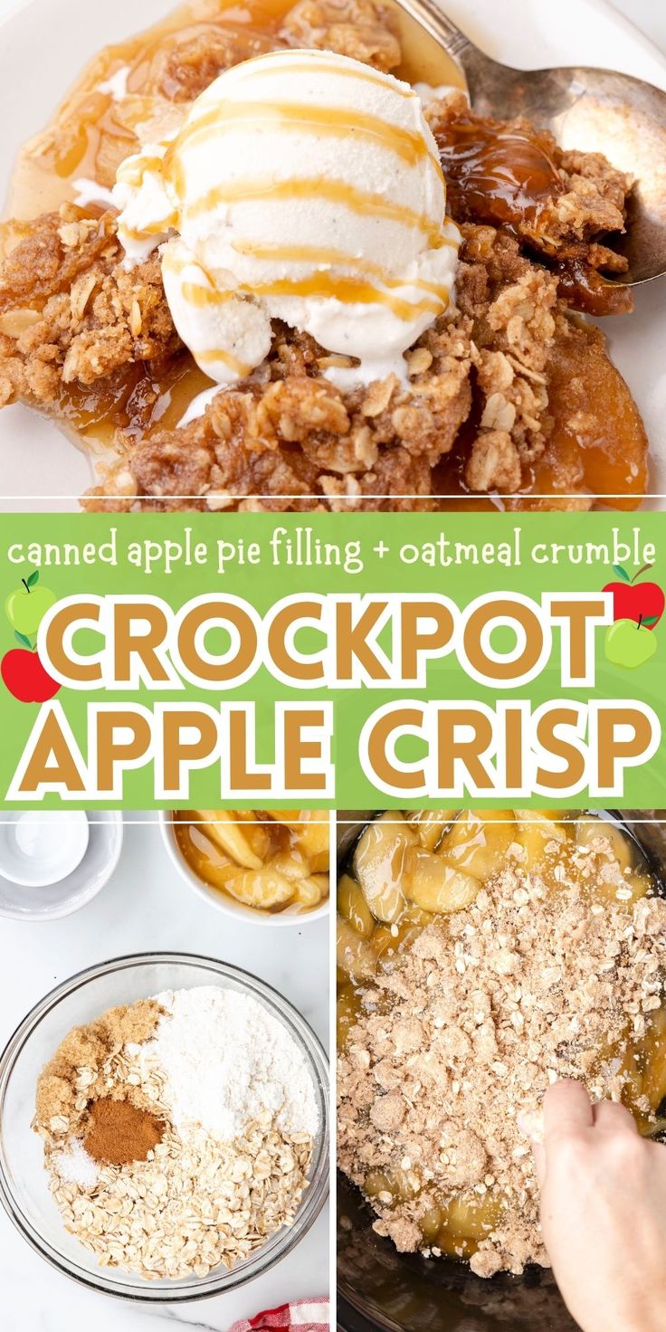 the crockpot apple crisp recipe is ready to be eaten