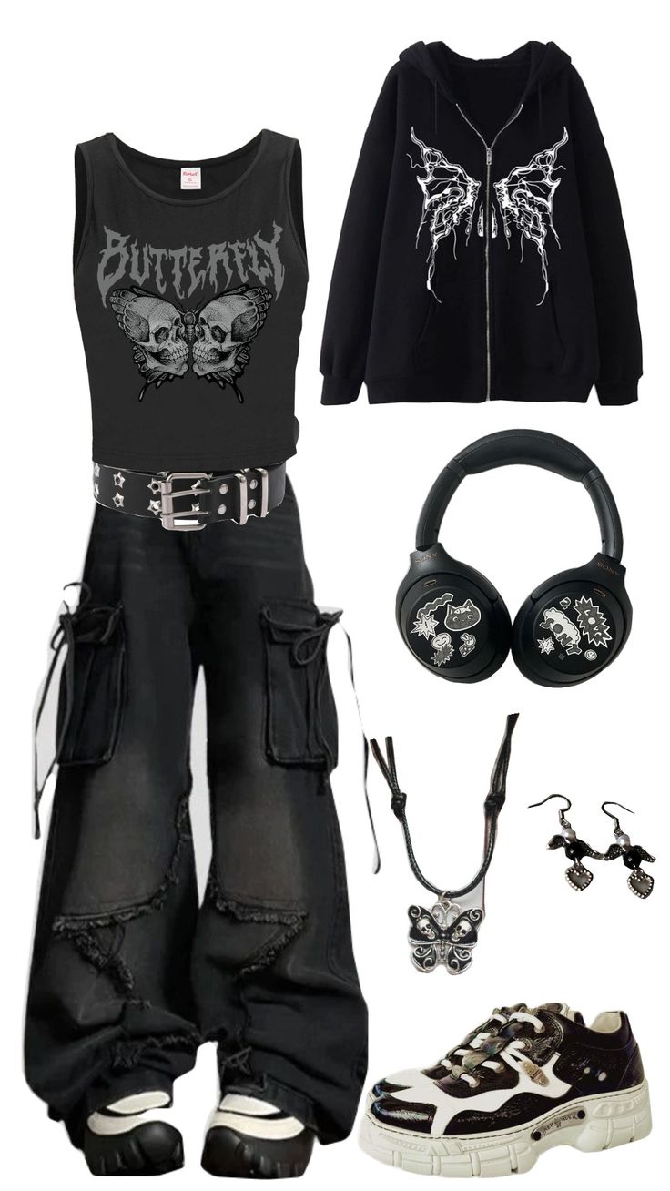 Cute Emo Clothes Aesthetic, Stylish Dark Outfits, 2024 Grunge Outfits, Emo Fits Aesthetic, Grunge Clothes Girl, Emo Academia Outfit, Emo Ish Outfits, Darkcore Aesthetic Outfits, Y2k 90s Outfits