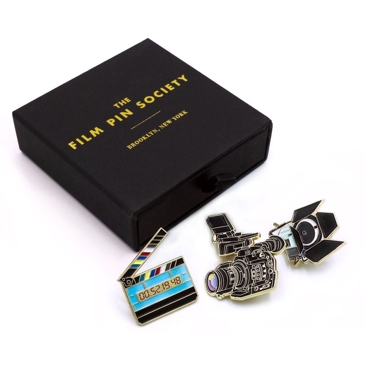 "The 'Lights Camera Action!' Box set comes packaged in our custom collector's box with three beautiful enamel pins from our collection: The Doc Camera, Timecode Slate and 4K HMI Light. A perfect for a gift for any movie lover or filmmaker! Pin Details: 4K HMI Light: 1.25\" Gold metal with two metal backings. Doc Camera: 1.5\" Gold metal with two metal backings. Timecode Slate: 1.4\" Gold metal with two metal backings. About the brand: Inspired by the relationships and camaraderie felt on-set, Fi Light Camera Action, Gift Set Packaging, Film Gift, Pin Box, Movies Box, Cute Couple Gifts, Lights Camera Action, Light Camera, Film Production