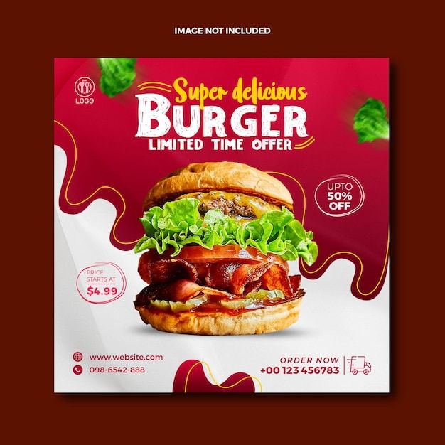 a flyer for a burger with bacon and lettuce