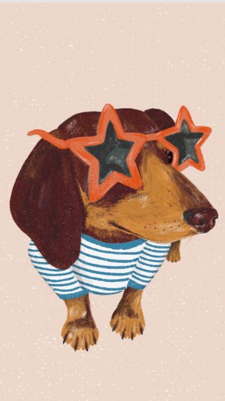 a drawing of a dog wearing stars on its head