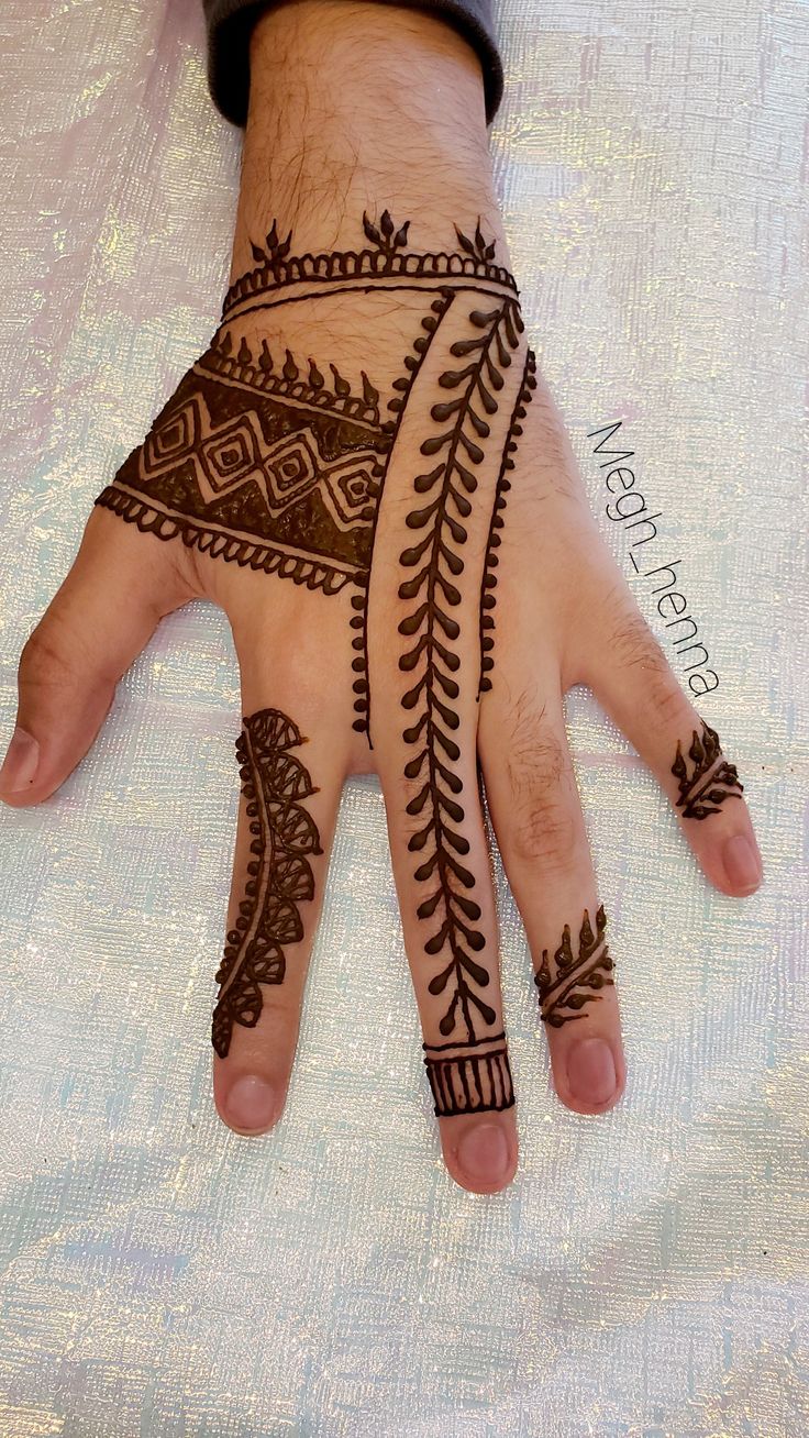 a person's hand with henna tattoos on it