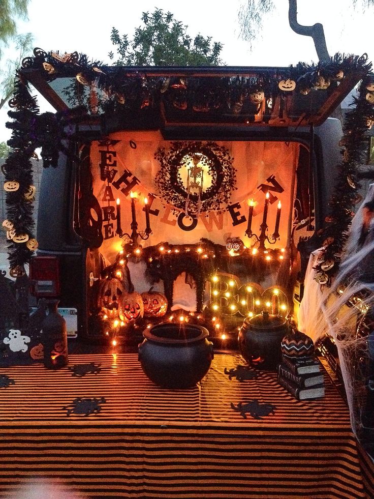 an outdoor display with candles and decorations