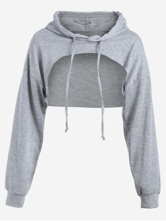 Grey Cropped Hoodie, Crop Top Hoodie, Crop Hoodie, Crop Top Outfits, Pusheen, Girls Fashion Clothes, Teenage Fashion Outfits, Drawstring Hoodie, Edgy Outfits