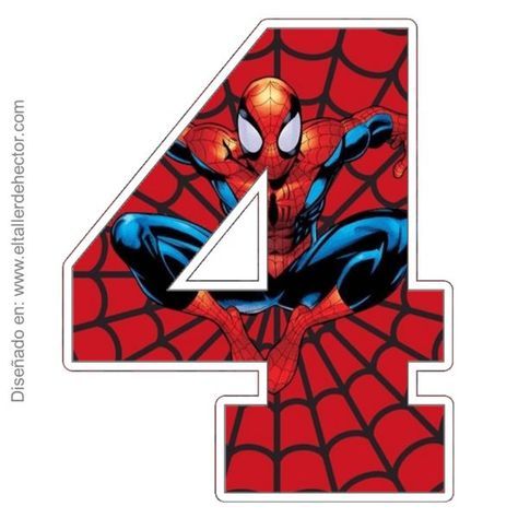 the number four with spiderman on it