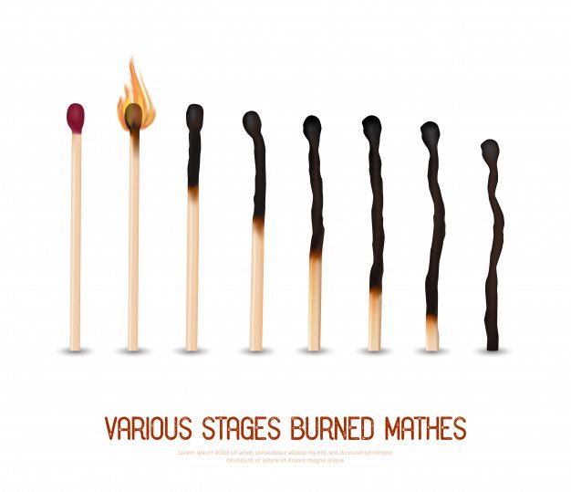 the various stages of burning matches