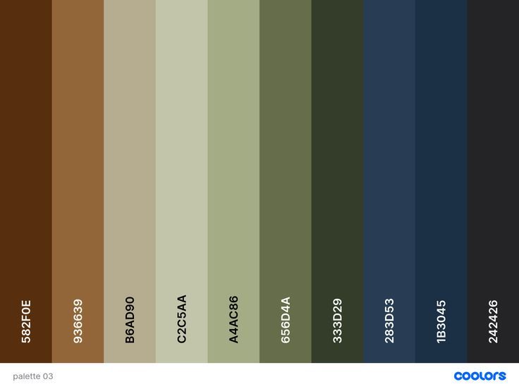 an image of the color scheme for different shades of brown, green, and blue