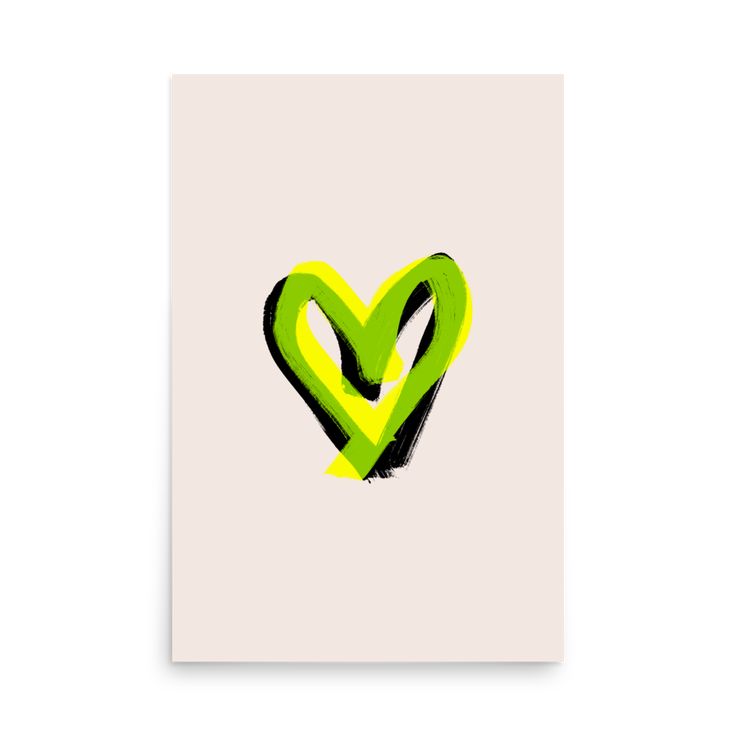 a green heart with the letter v painted on it