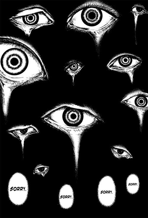 several different types of eyes in black and white