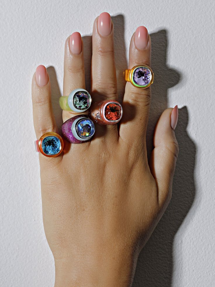 Fall Solstice, Ring Pops, Accent Rings, Mood Rings, Rave Culture, Creative Fashion Photography, Ring Pop, Acrylic Ring, Colored Acrylic