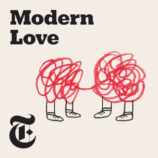 the cover art for modern love, featuring two cartoon figures with red yarn on them