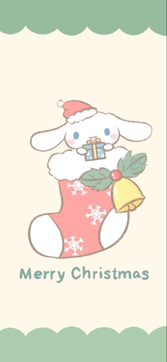 a christmas card with a bunny holding a bell