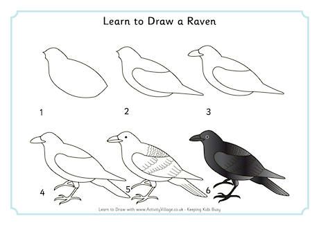 how to draw a raven step by step drawing for kids and adults with easy instructions