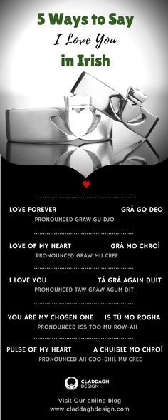 a poster with the words 5 ways to say i love you in irish on it