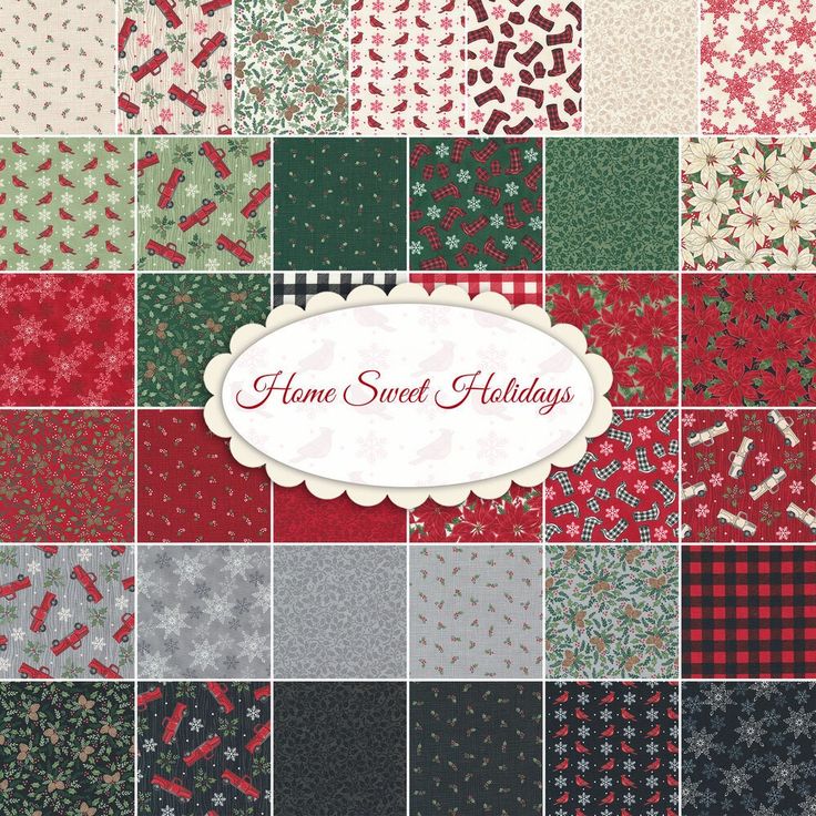 the home sweet holidays pattern is shown in red, green and gray colors with snowflakes on them