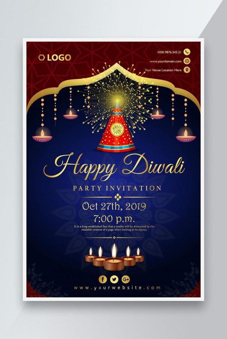 an elegant diwali party flyer with candles