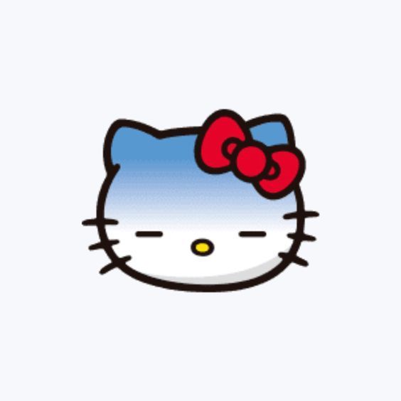 an image of a hello kitty face with a red bow on it's head