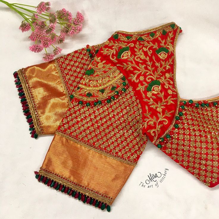 Bead Work Blouse, Embroidery Blouse Saree, Aari Blouses, Indian Dresses For Kids, Magam Work, Blouse Works, Aari Design, Bridal Blouses, Cutwork Blouse