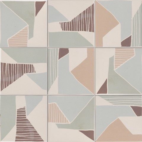 an abstract tile design with different colors and shapes