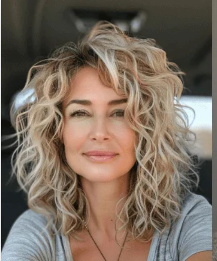 Beach Blonde Hair Color, Natural Curly Hair Cuts, Grey Curly Hair, Medium Length Curly Hair, Haircuts For Medium Length Hair, Timeless Looks, Haircuts For Women Over 50, Gorgeous Hairstyles, Curly Hair Photos