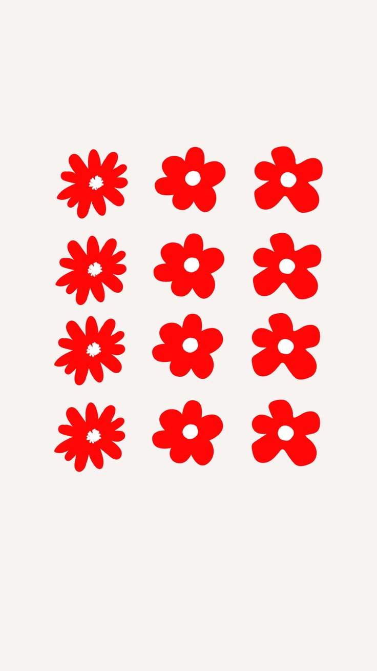 six red flowers are arranged in the shape of four different shapes on a white background