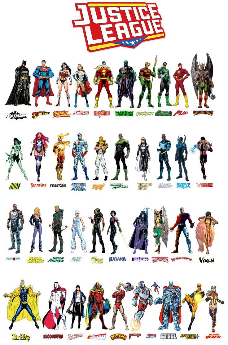 an image of the justice league characters in their respective outfits and costumes, all from different angles