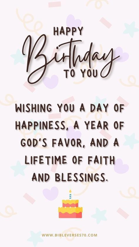 a birthday card with the words happy birthday to you wishing you a day of happiness, a year of god's