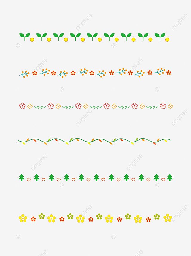 a set of different colored lines with flowers and leaves on them, line, border, decoration png and psd