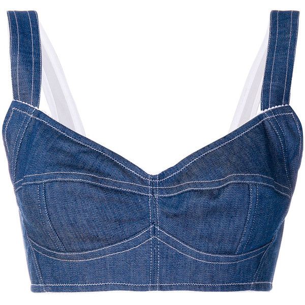 Dolce & Gabbana denim bralette featuring polyvore women's fashion clothing tops blue Denim Bralette, Polyvore Items, Stage Outfit, Bralette Top, Vest Designs, Couture Details, Crop Top Outfits, Bralette Tops, Tank Top Designs