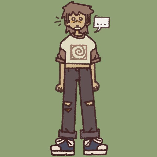 a drawing of a person with a thought bubble above his head and an instagram button in the background