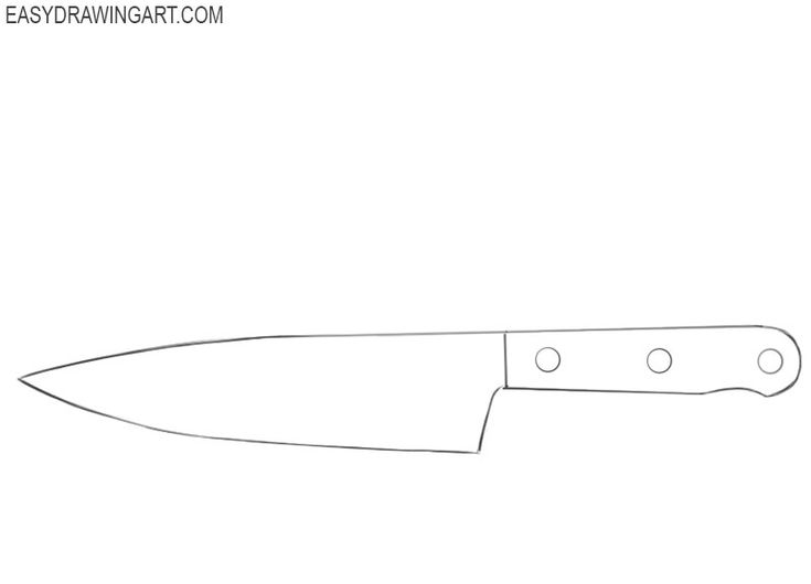 a drawing of a knife on a white background