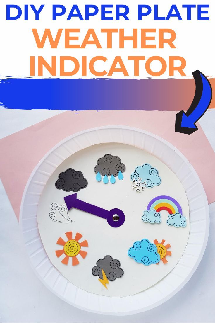 paper plate weather indicator with text overlay that reads diy paper plate weather indicator