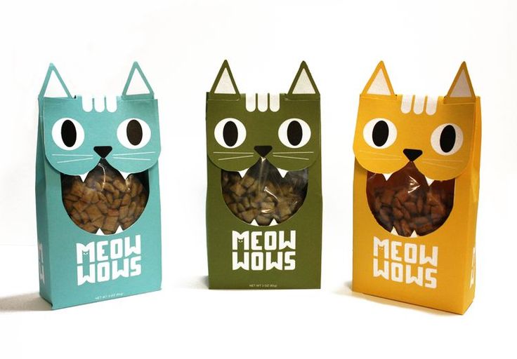 three bags with cats made out of paper and some nuts in the bottom one has eyes