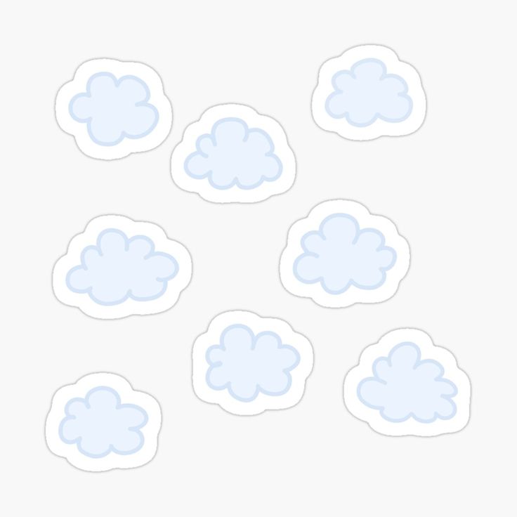 six clouds stickers on a white background