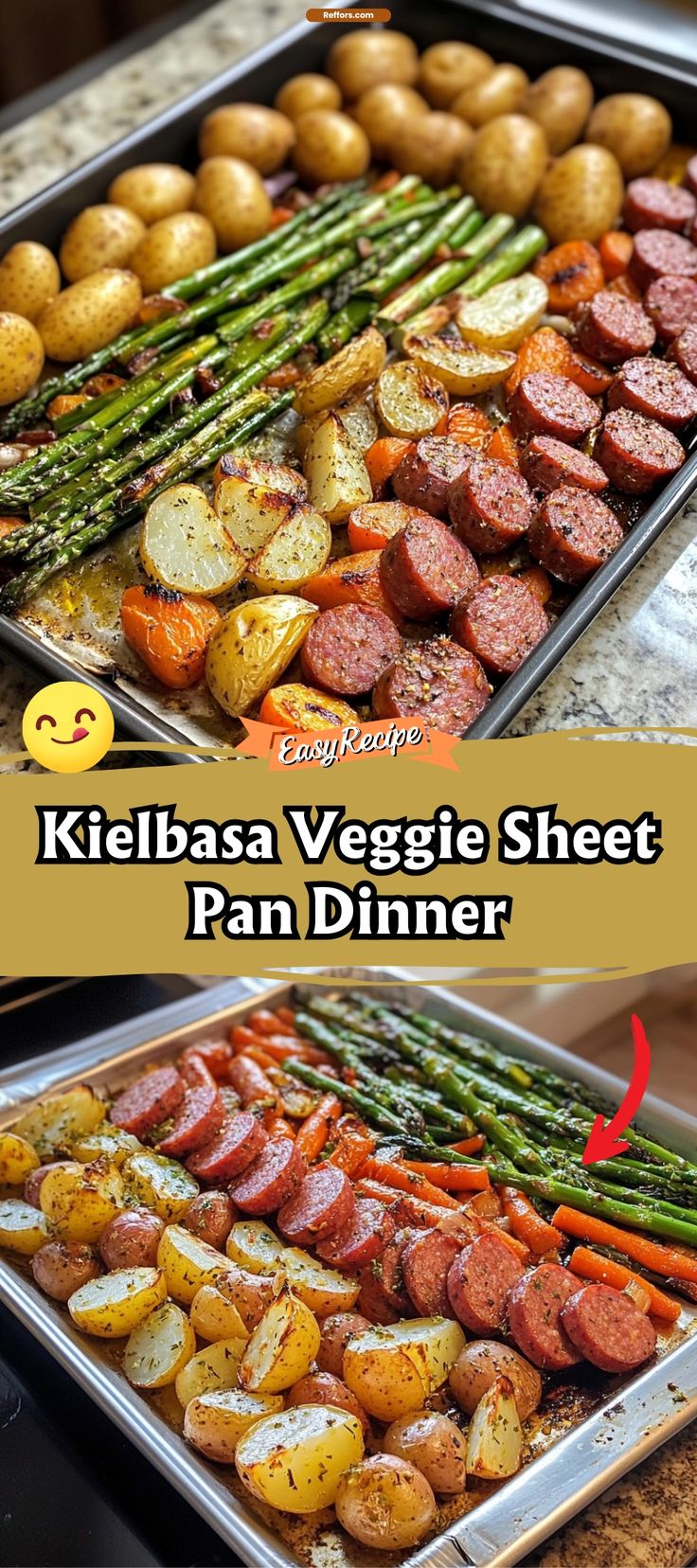 two pans filled with different types of meat and veggies on top of each other