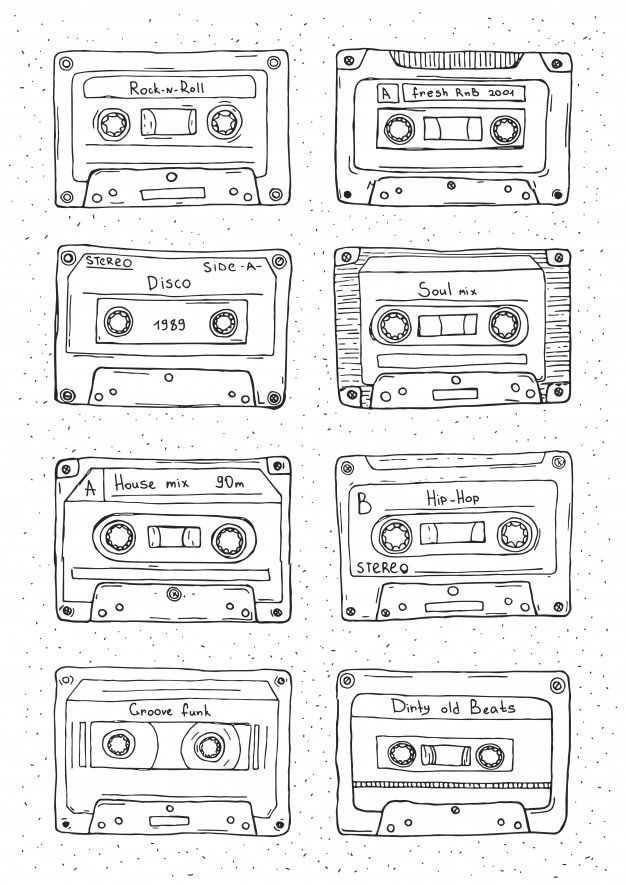 cassette tape recorders set in black and white