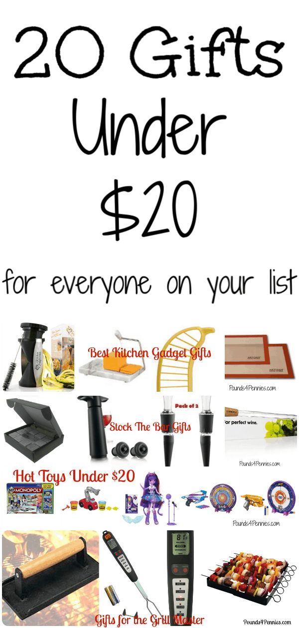 a poster with the words 20 gifts under $ 20 for everyone on your list