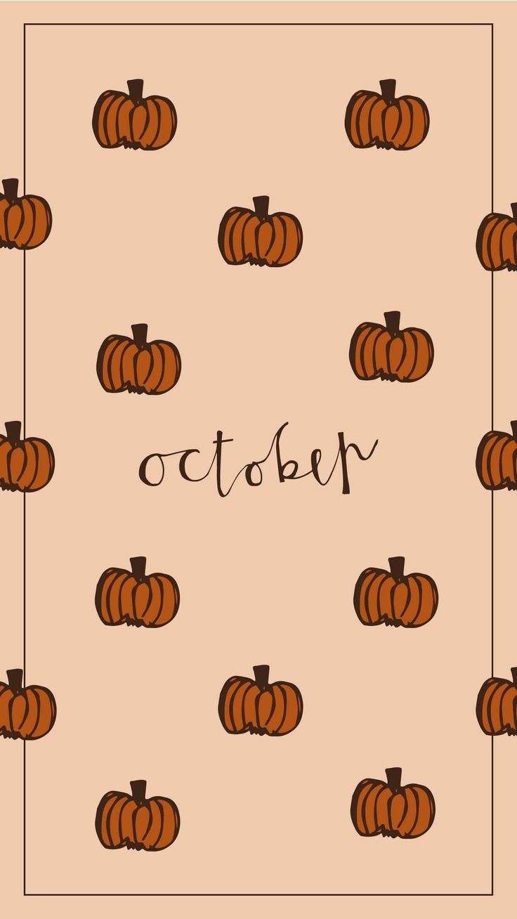 a pattern with pumpkins and the word october on it in brown, orange and black