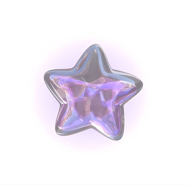 a shiny purple star shaped object on a white background