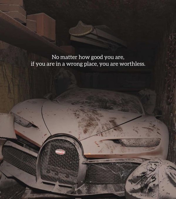 an old car that has been rusted and is sitting in a garage with the words, no matter how good you are if you are