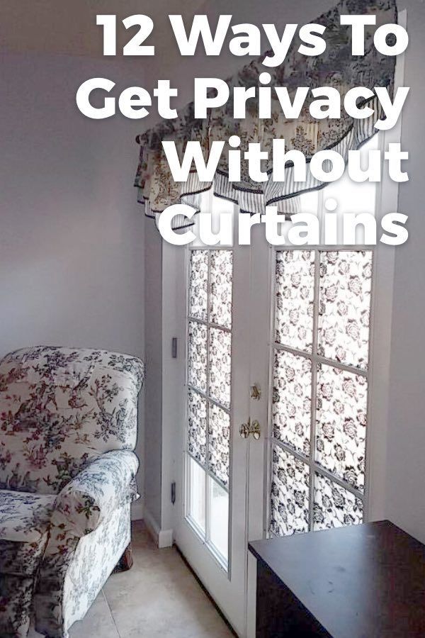 a couch sitting in front of a door with the words 12 ways to get privacy without curtains