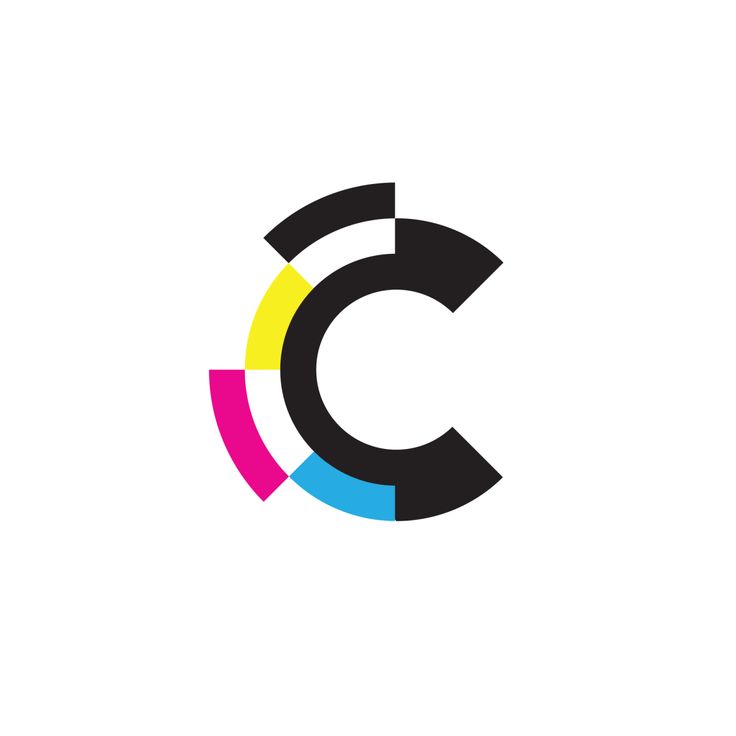 the letter c is made up of different colors and black, yellow, pink, blue, green