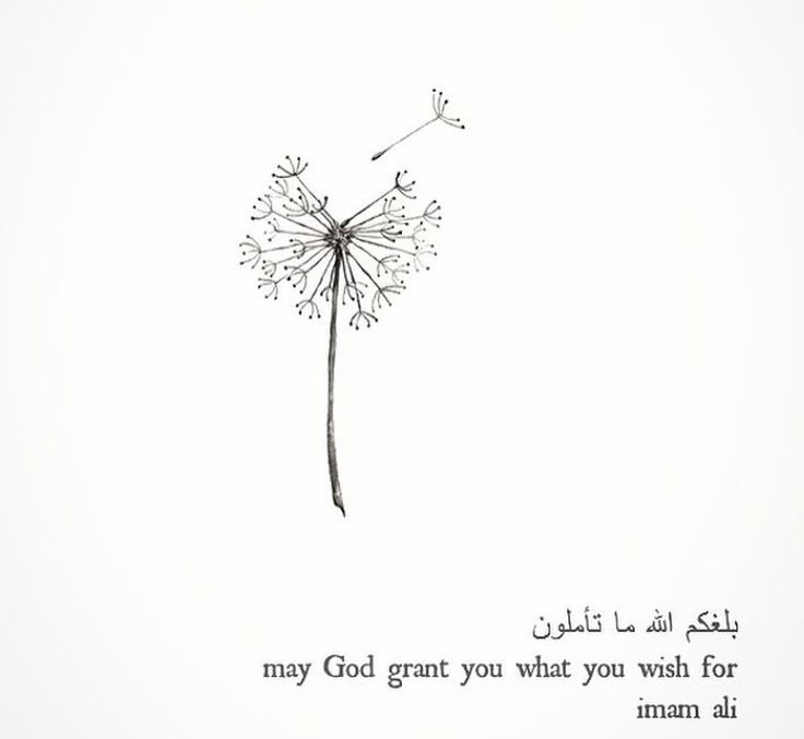 a dandelion with the words may god grant what you wish for in arabic