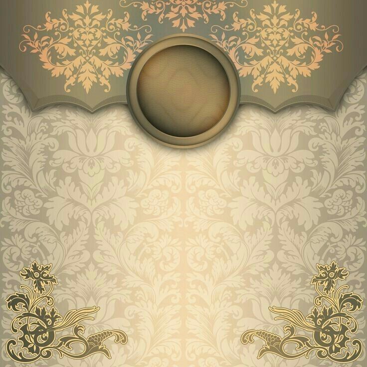 an ornate background with a circle in the center and gold trimmings on it