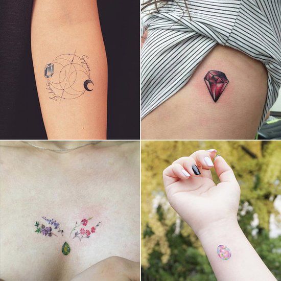 four different pictures with tattoos on them