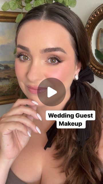 Megan Lombardi | Los Angeles on Instagram: "WEDDING GUEST MAKEUP 💄 Super easy look!   This has to be my current favorite look for wedding season. It’s elevated, has that touch of sparkle to make the look feel special, and is light enough to feel comfortable on the skin. Win win!   Makeup details:  @onesize  Oil Sucker  @coverfx power play foundation L1 @makeupbymario  ethereal foundation 3W @yslbeauty  Touche Eclat 1 @westmanatelier Face Trace in Truffle @givenchybeauty  Prisme Libre Powder  @charlottetilbury Brow Lift in Medium Brown @charlottetilbury Eyes to Mesmerize in Exaggeryes @charlottetilbury  Exaggereyes palette @maccosmeticsusa Costa Riche eyeliner @falscara  lashes  @lancomeofficial Definicils @charlottetilbury iconic nude lip cheat @toofaced  Bubble Gum gloss @colourpopcosmet Wedding Looks For Guests Makeup, Diy Wedding Guest Makeup, Wedding Day Eye Makeup, Easy Make Up For Wedding Guest, Makeup With Beige Dress, Easy Wedding Guest Makeup Tutorial, Easy Makeup For Wedding Guest, Wedding Guest Makeup Brown Eyes Natural, Wedding Guest Makeup Brown Eyes Tutorial