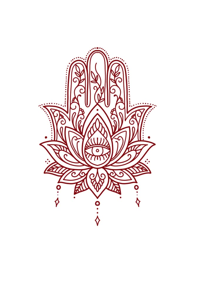 a hand drawn hamsa on a white background