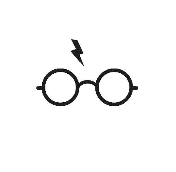 a harry potter glasses with lightning bolt in the center and black outline on white background