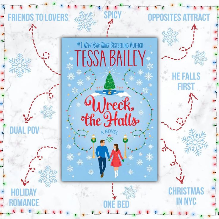 a book cover for wreck the hall with snowflakes and christmas decorations on it