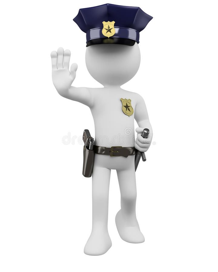 a 3d police officer waving and holding his hand up in the air with both hands